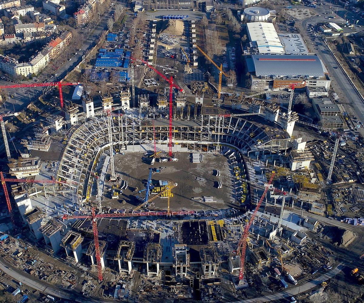 A Puskás Ferenc Stadion szerkezetépítése