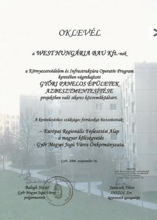 2006 Győr Megyei Jogú Város Önkormányzata KIOP Azbesztmentesítés 
